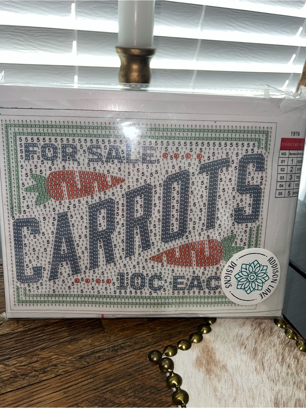 "Fresh Carrots" Diamond Art Mosaic Kit - Orange & Blue
